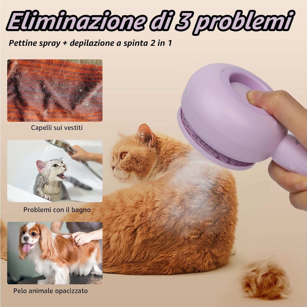 Spazzola Lollipop a Vapore per Gatti e Cani Pulizia e Relax con Acqua Calda con Cavo di Ricarica e Accessori - 5