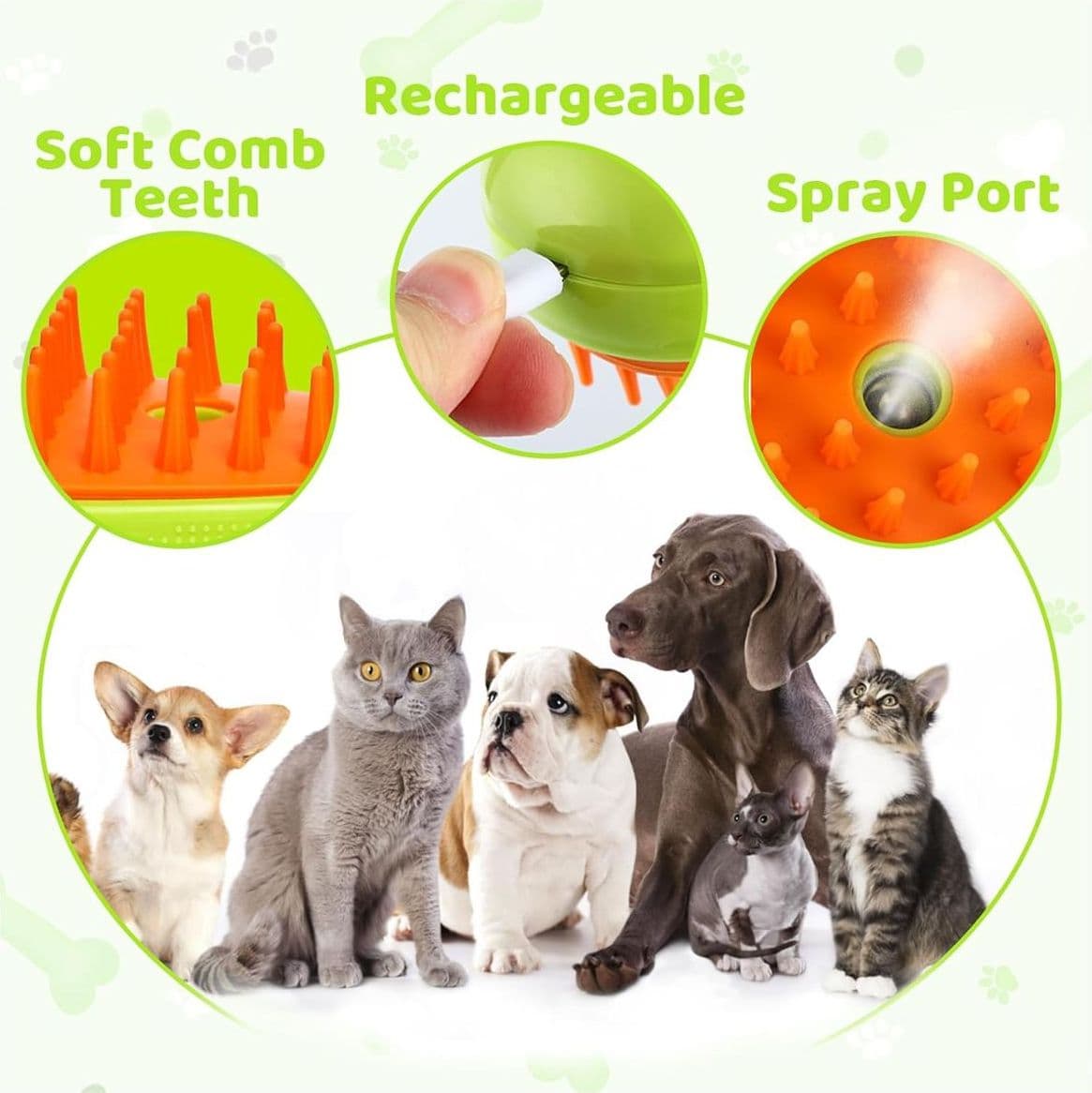 Spazzola per Cani e Gatti 3 in 1 Autopulente a Vapore per Massaggi Spazzola per la Cura degli Animali Domestici - 3
