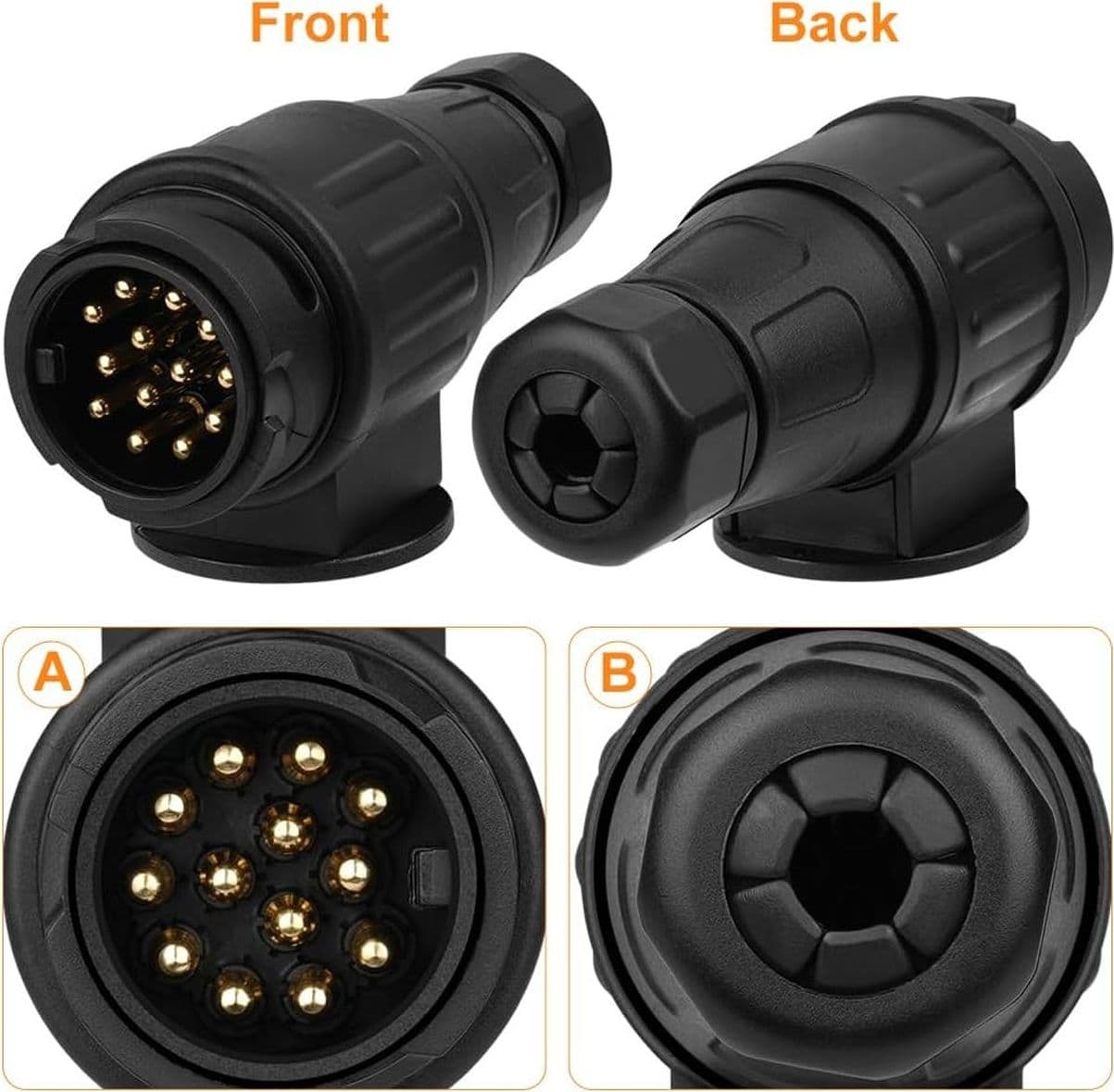 Spina Elettrica 13 Poli 12V Adatta per Rimorchio Autocarro RV Barca Caravan Connettori - 2