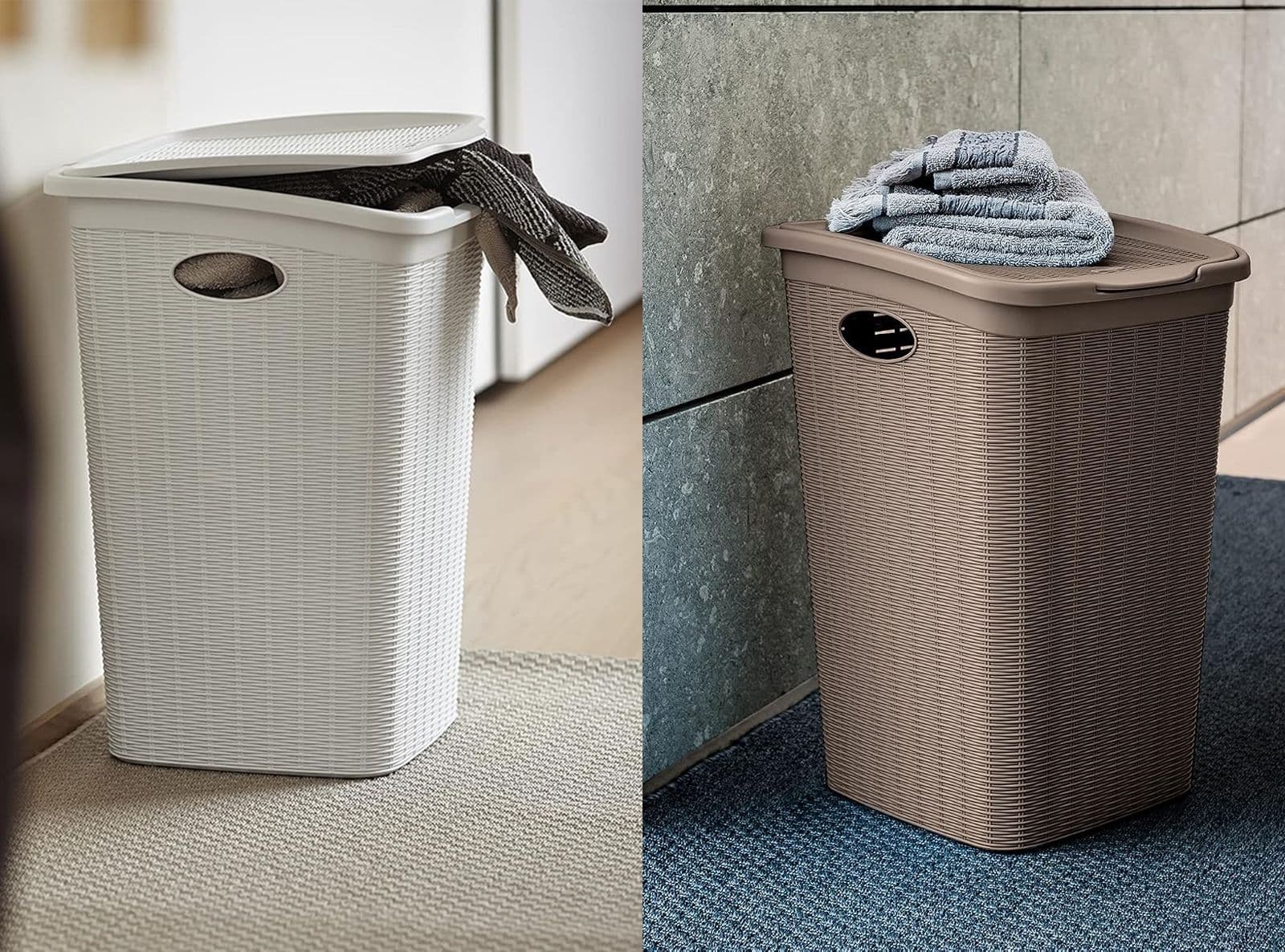 Stock 7 Portabiancheria Stefanplast Elegance 37x38x54.5h cm 50LT con Coperchi – 4 Tortora e 3 Bianchi - 2