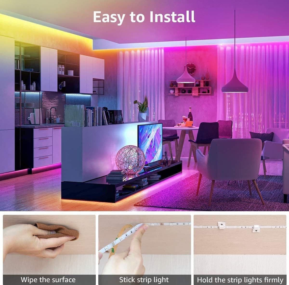 Striscia Led 5 Metri RGB 5050 Controllo con Telecomando 44 Tasti Non Impermeabile Luci Led Colorate per Decorazioni da Interni - 3