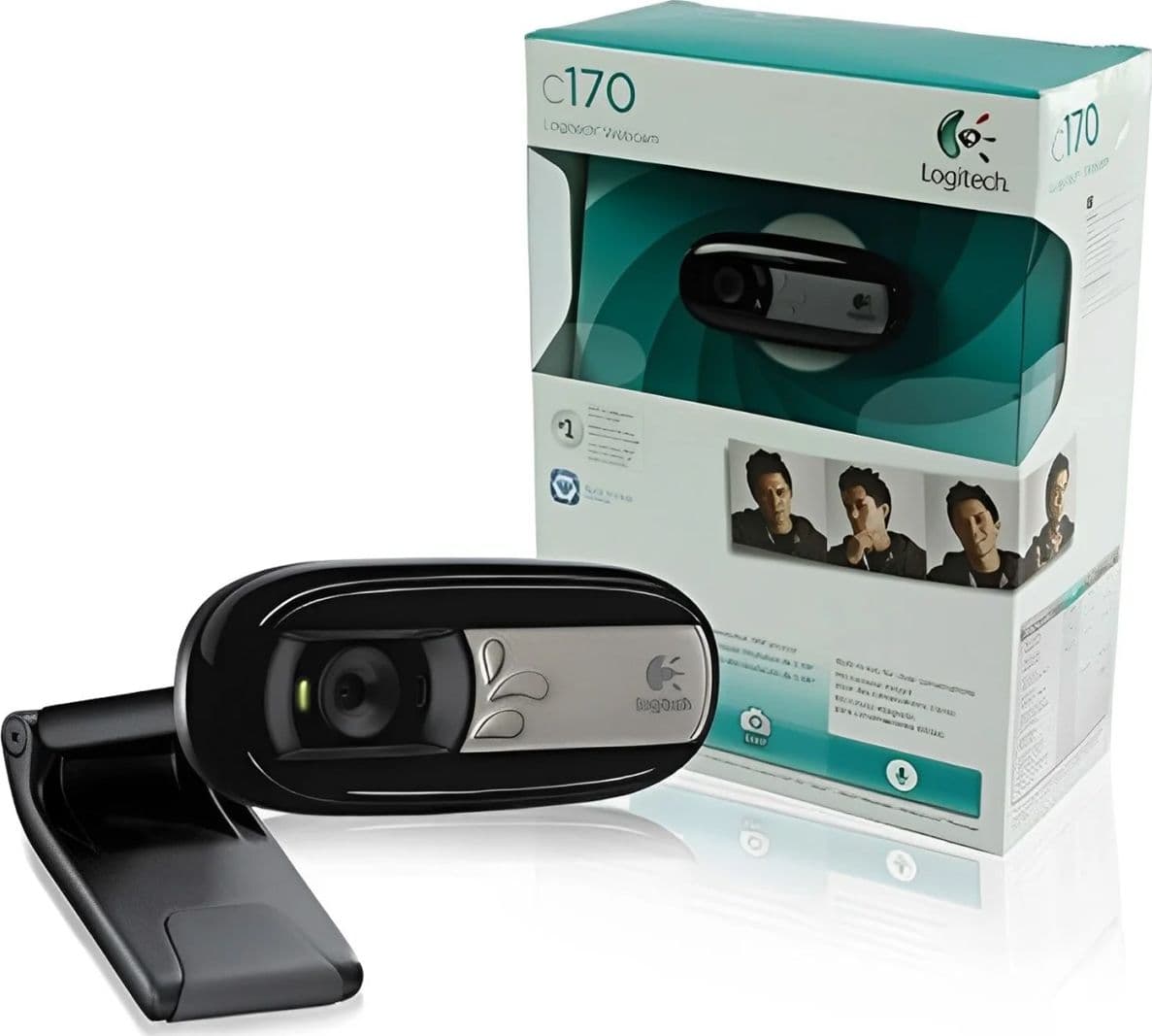 Webcam Logitech C170 per PC/Laptop Risoluzione VGA 30fps Foto fino a 5 Megapixel Tecnologia Fluid Crystal Clip Universale Microfono Integrato