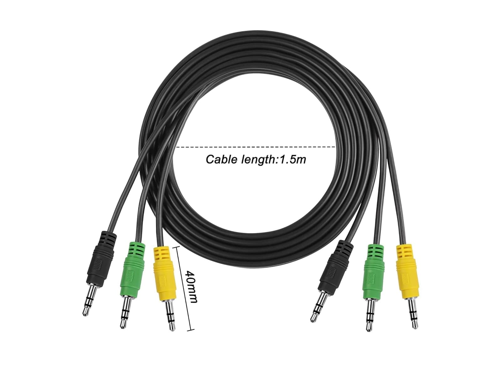 XMSJSIY Cavo Audio Stereo AUX 3.5mm TRS 3 Maschio a 3 Maschio per Altoparlanti 5.1 Compatibile con Dispositivi Multimediali 1,5 m 2 pezzi - 2
