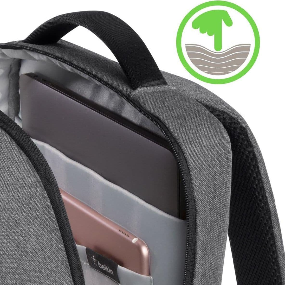 Zaino Porta PC Notebook Laptop fino a 15.6 Pollici Belkin Classic Pro F8N900btBLK da Lavoro Università e Viaggio con Fascia Trolley Grigio - 2