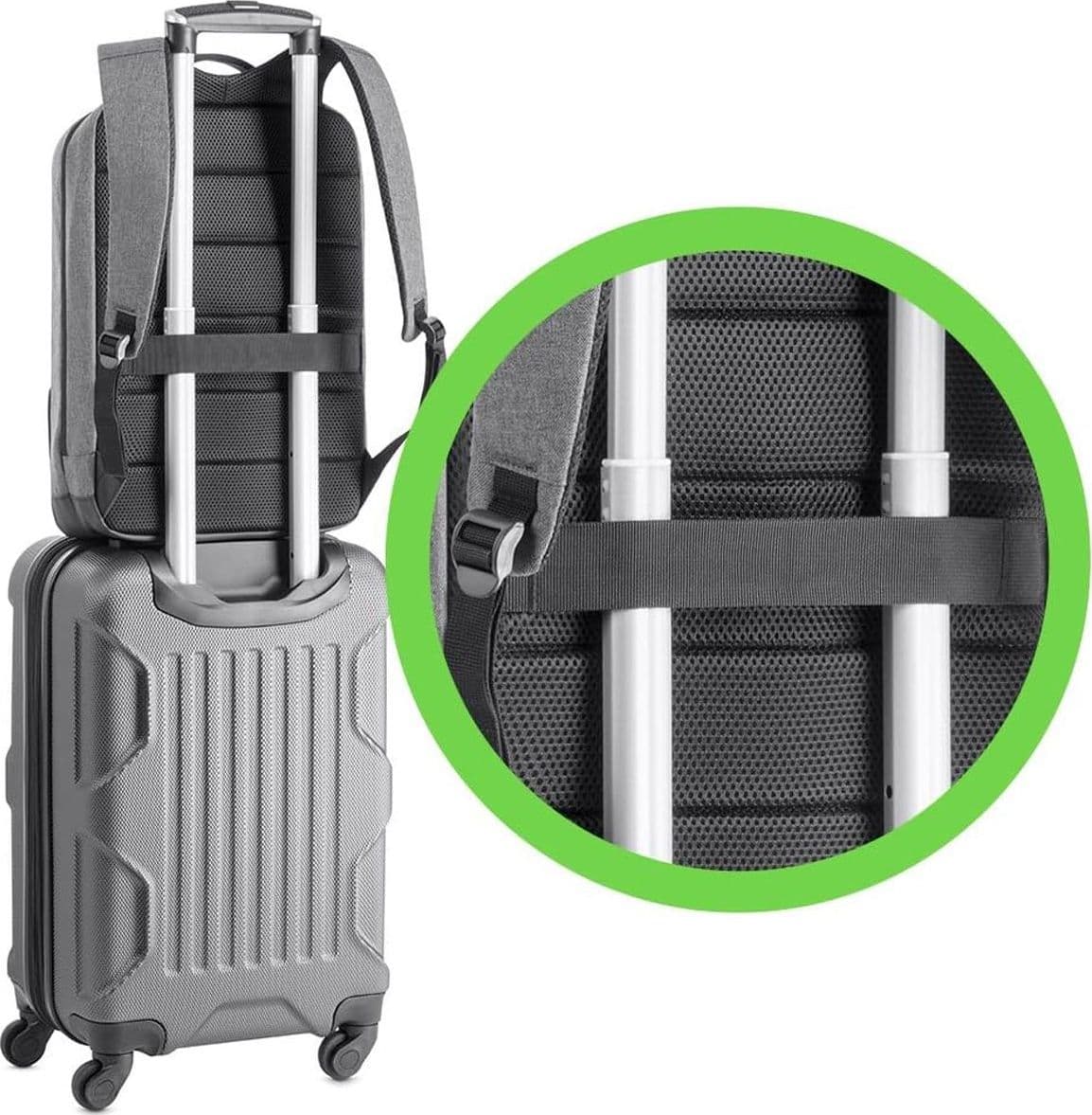 Zaino Porta PC Notebook Laptop fino a 15.6 Pollici Belkin Classic Pro F8N900btBLK da Lavoro Università e Viaggio con Fascia Trolley Grigio - 4