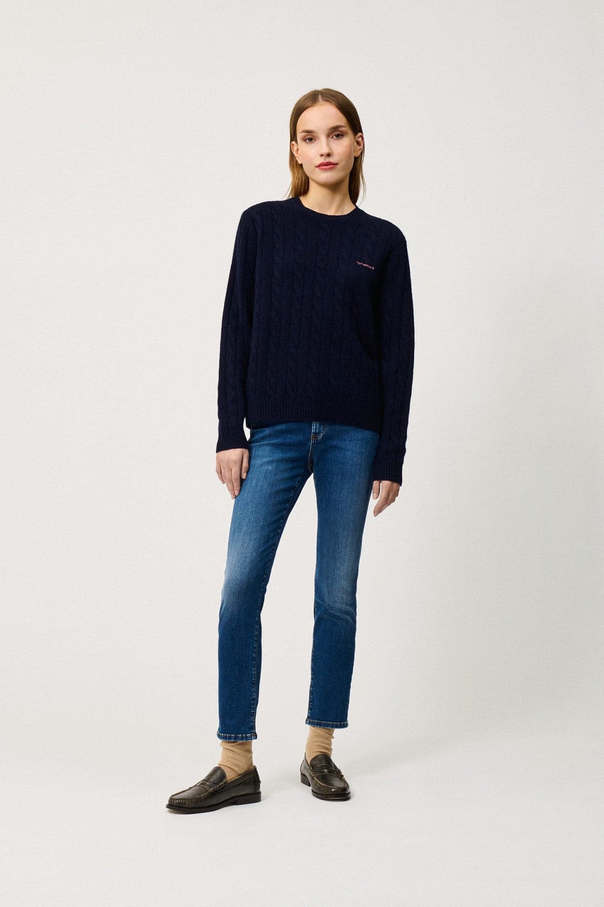 Roy Roger's maglia donna Crew cable WOMAN Cashmere wool blend. - 2
