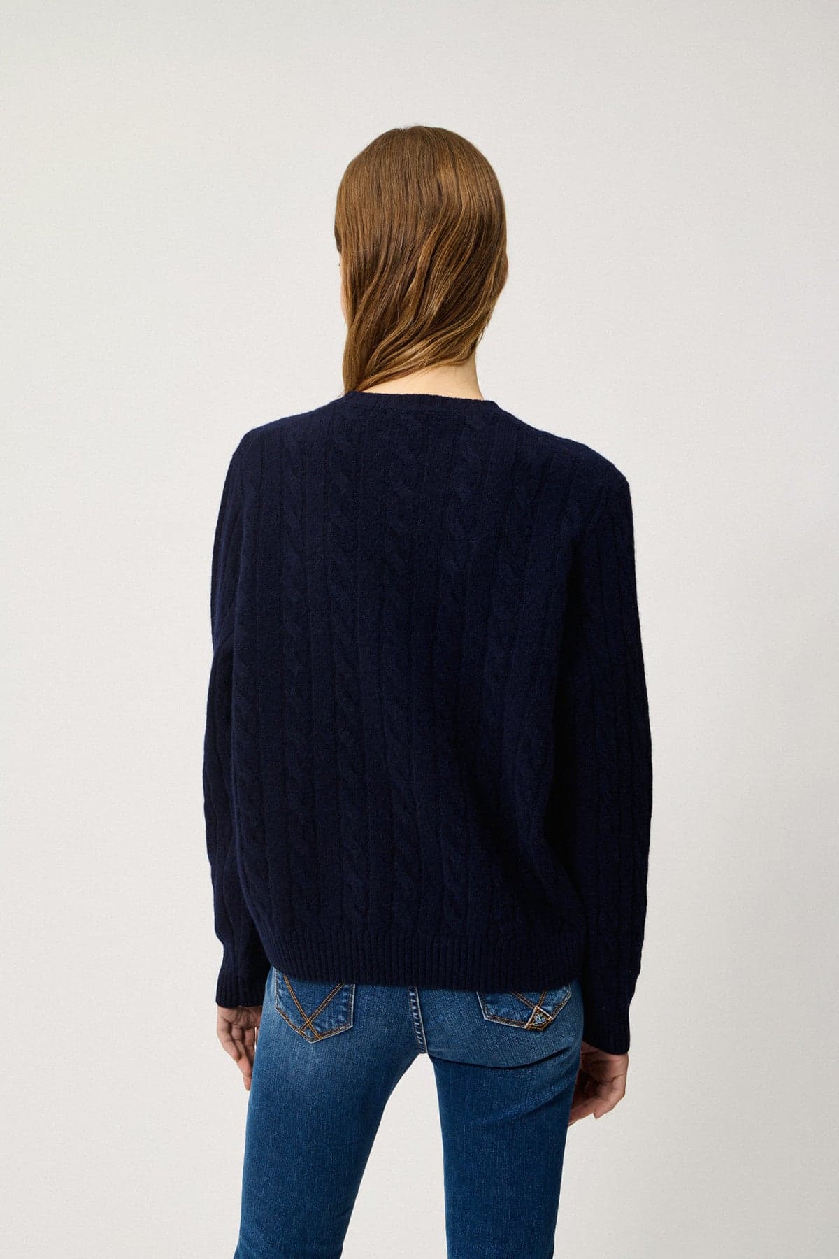 Roy Roger's maglia donna Crew cable WOMAN Cashmere wool blend. - 4