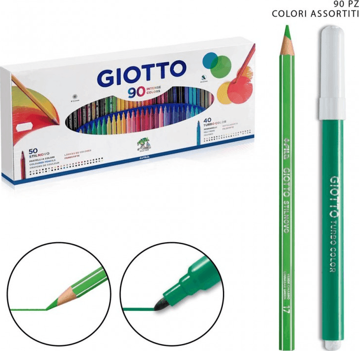 Giotto - 90 Intense Colors scatola 50 matite Stilnovo+40 pennarelli Turbo Color F25750000 - 3