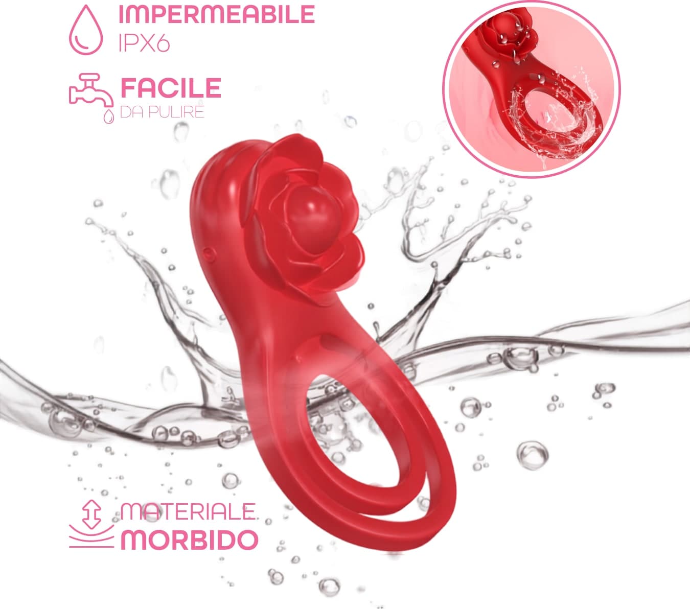 Anello per il Pene Fallico Vibrante con Stimolatore Clitoride App e 9 Vibrazioni - 7