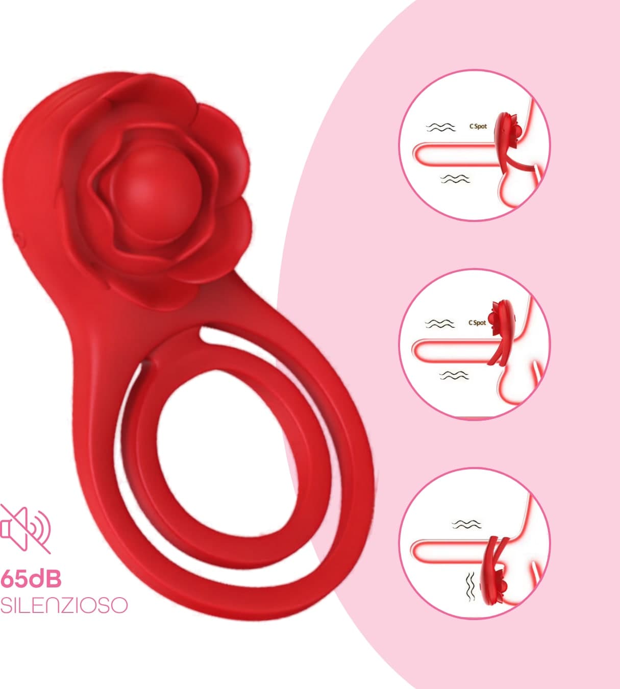Anello per il Pene Fallico Vibrante con Stimolatore Clitoride App e 9 Vibrazioni - 8