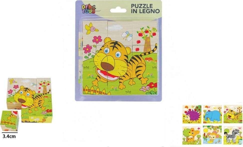 PUZZLE ROMPICAPO CUBI LEGNO PER BAMBINI DESIGN ANIMALI FORESTA GIOCATTOLI EDUCATIVI 31581 - 2