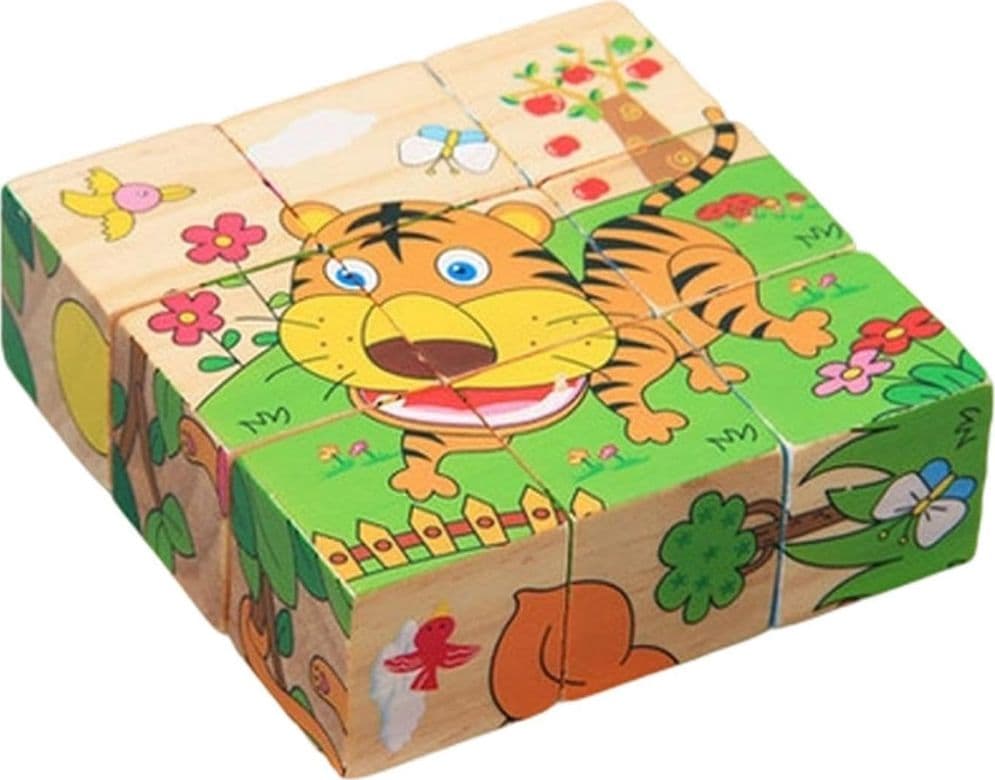 PUZZLE ROMPICAPO CUBI LEGNO PER BAMBINI DESIGN ANIMALI FORESTA GIOCATTOLI EDUCATIVI 31581 - 3