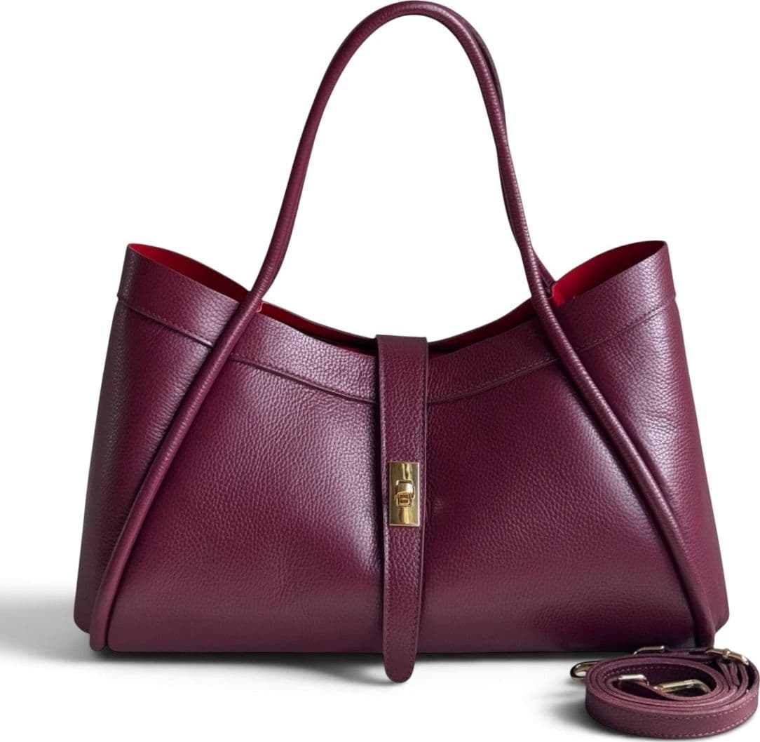 Modarno Borsa a Mano In Vera Pelle Media Con Doppio Manico 34x17x20 - 15