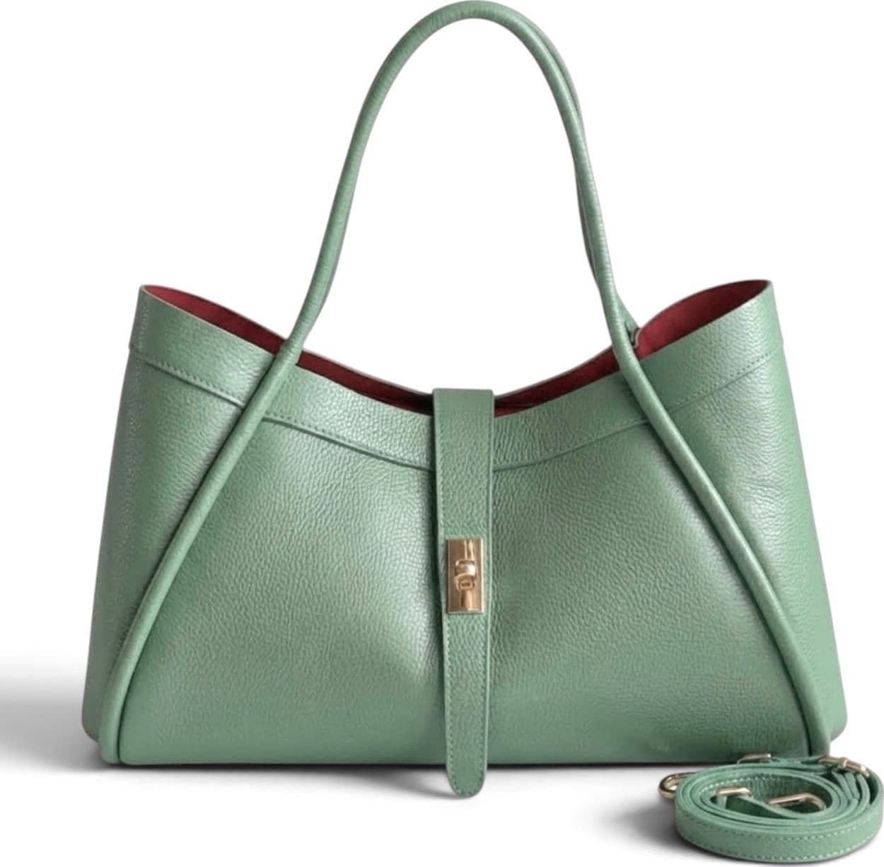 Modarno Borsa a Mano In Vera Pelle Media Con Doppio Manico 34x17x20 - 20