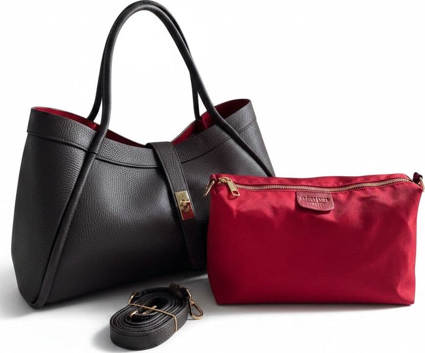 Modarno Borsa a Mano In Vera Pelle Media Con Doppio Manico 34x17x20 - 6