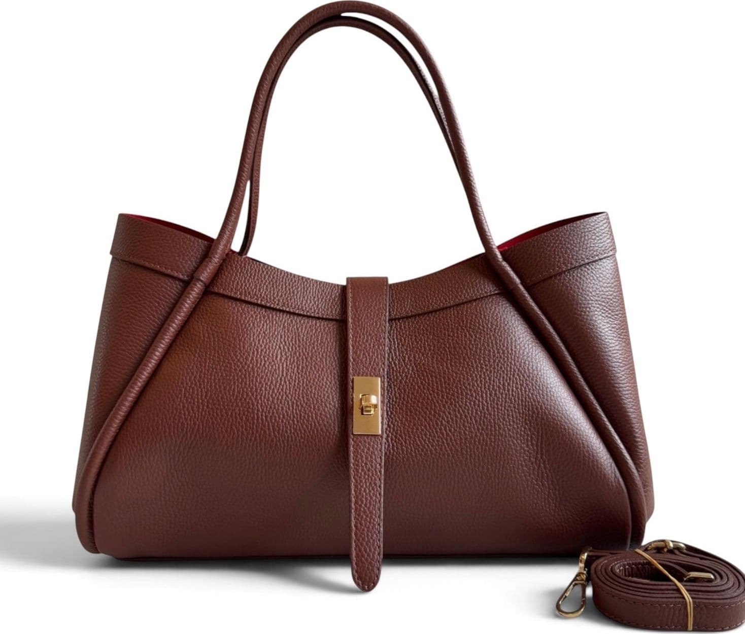Modarno Borsa a Mano In Vera Pelle Media Con Doppio Manico 34x17x20 - 8