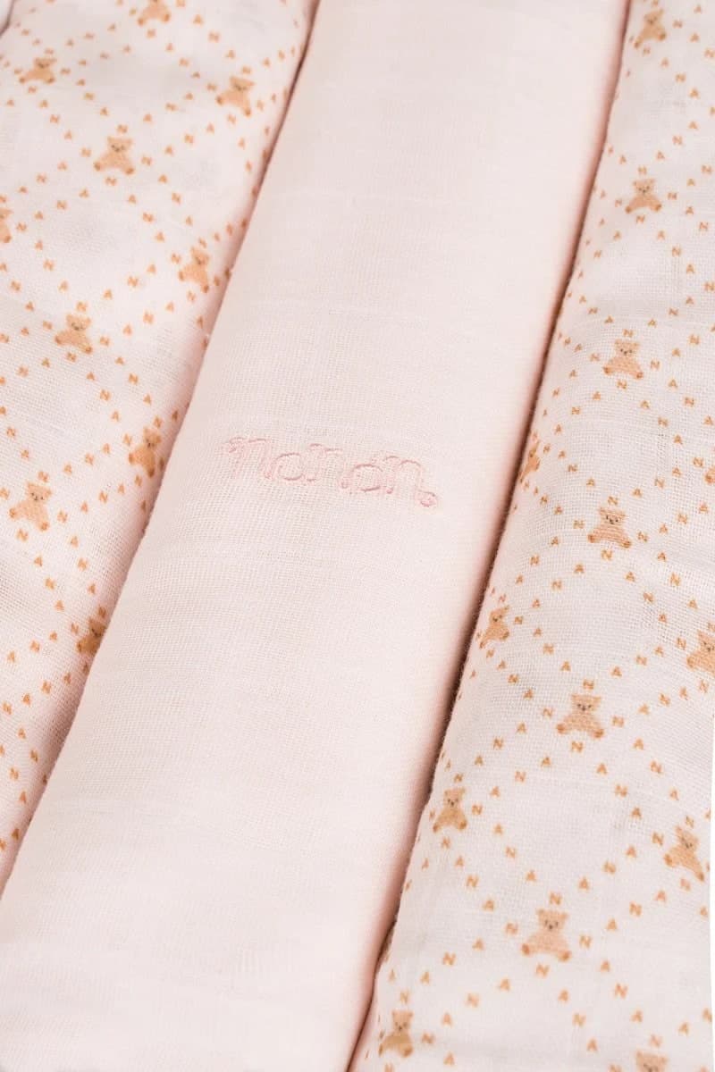 Set 3 pezzi Mussola All Over Lettering 80x80 cm Rosa - 3