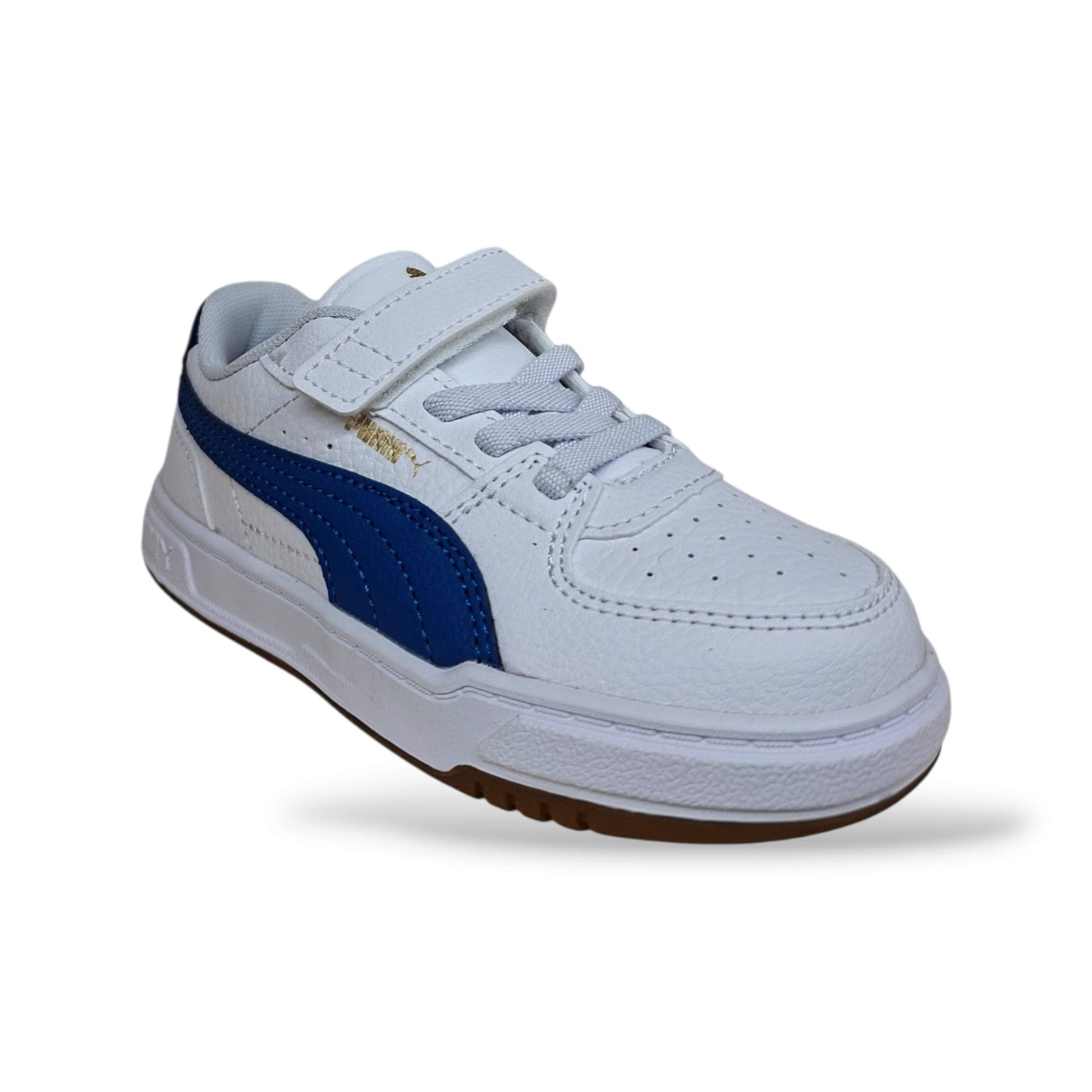 PUMA Caven Sneakers Pelle Bambini Ragazzi Bianco Blue | Laccio Elastico Velcro Stile Basket | Taglia 20-35 | Scarpetteria Gica - 2