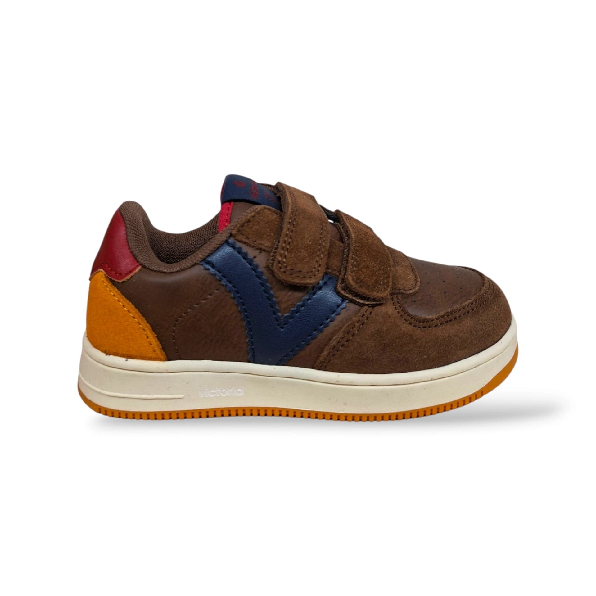 Victoria Tiempo Sneakers Bambini Ragazzi Marrone Blue Bordaux | Pelle Suede Velcro Strappo | Taglia 28-35 | Scarpetteria Gica