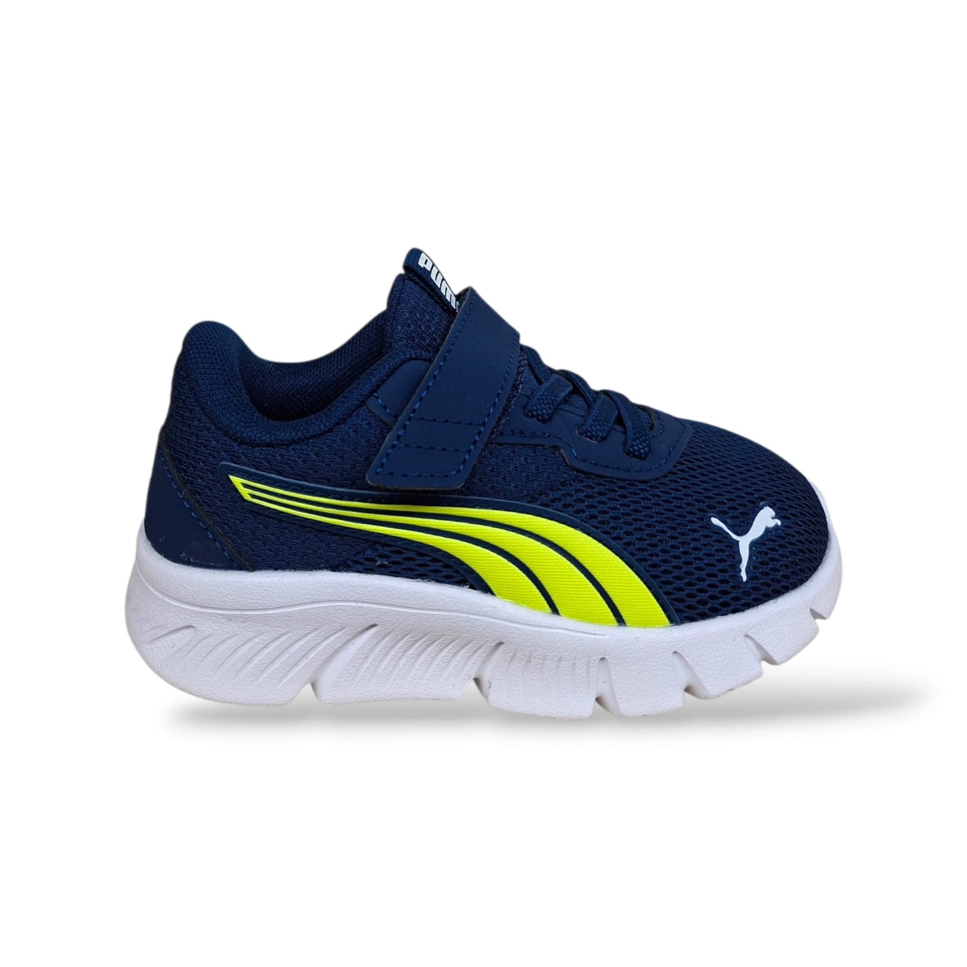 PUMA Flex Focus Sneakers Bambini Ragazzi Blue Giallo | Laccio Elastico Velcro Leggera Flessibile | Taglia 20-27 | Scarpetteria Gica