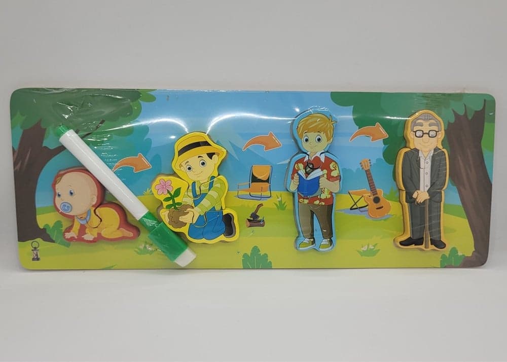 LAVAGNA PUZZLE IN LEGNO A INCASTRO CICLO CRESCITA UOMO GIOCO EDUCATIVO BAMBINI 74998 - 5