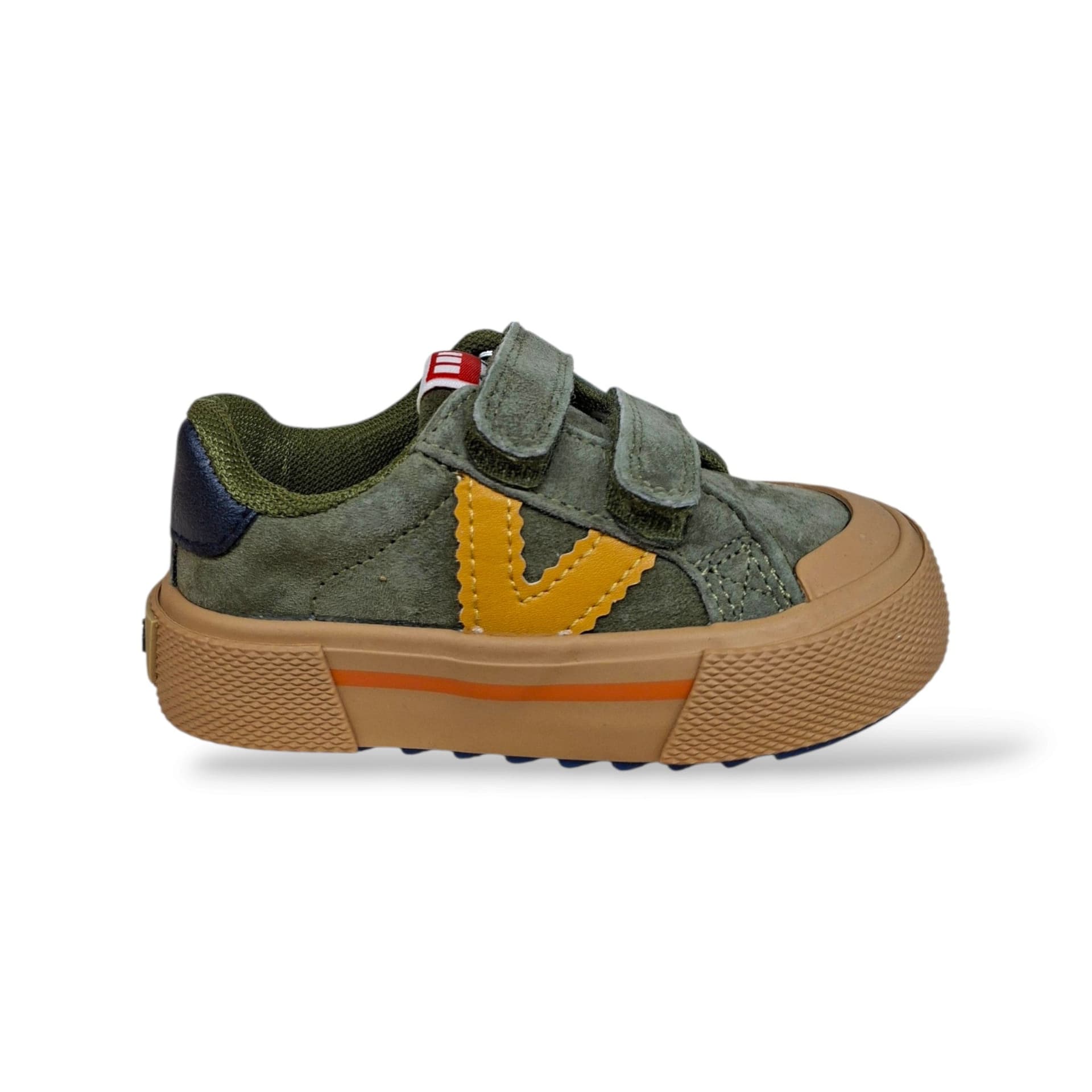 Victoria Tribu Sneakers Bambini Ragazzi Verdone Giallo | Suede Velcro Strappo | Taglia 22-30 | Scarpetteria Gica