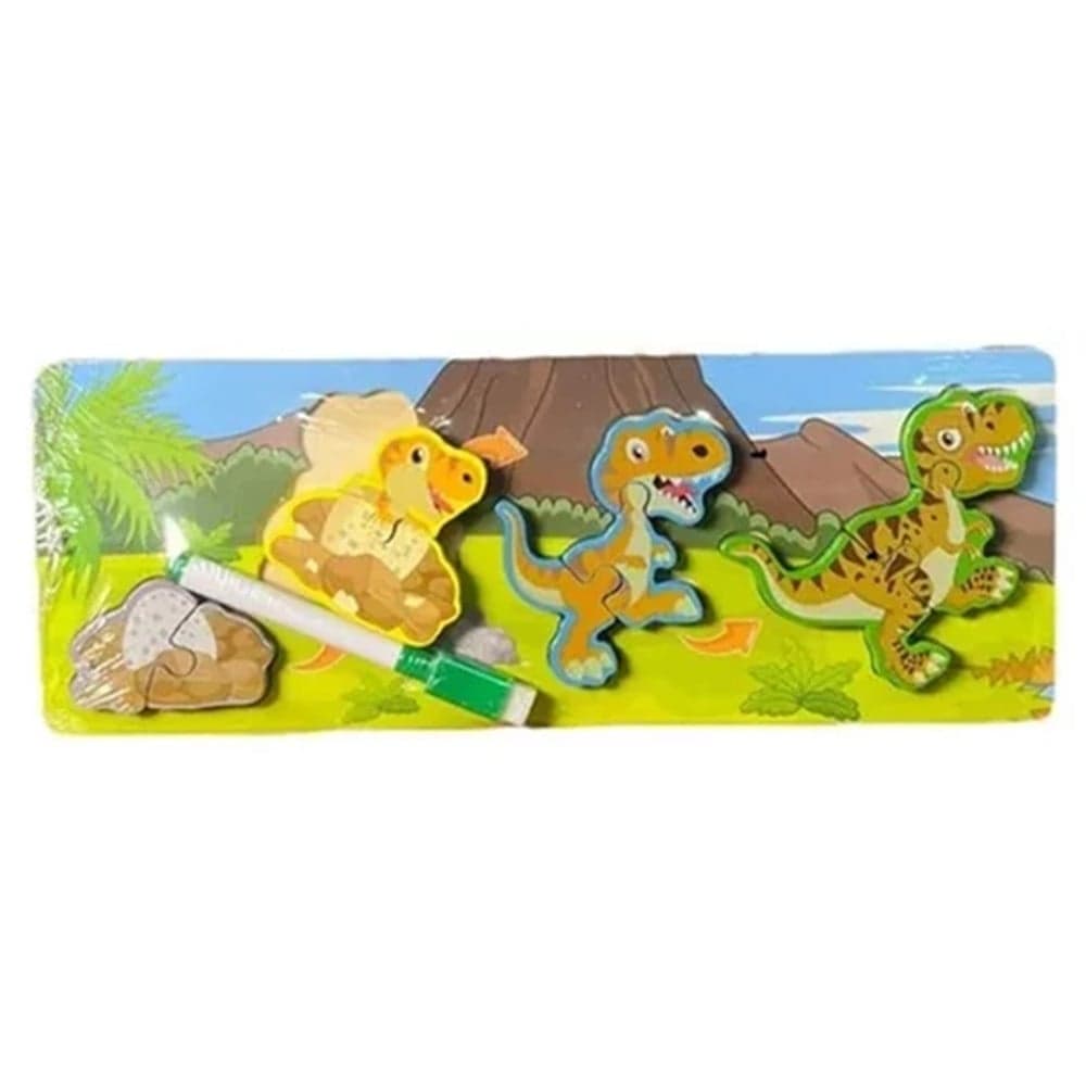 LAVAGNA PUZZLE IN LEGNO A INCASTRO CICLO CRESCITA DINOSAURO GIOCO EDUCATIVO BAMBINI 74996 - 4