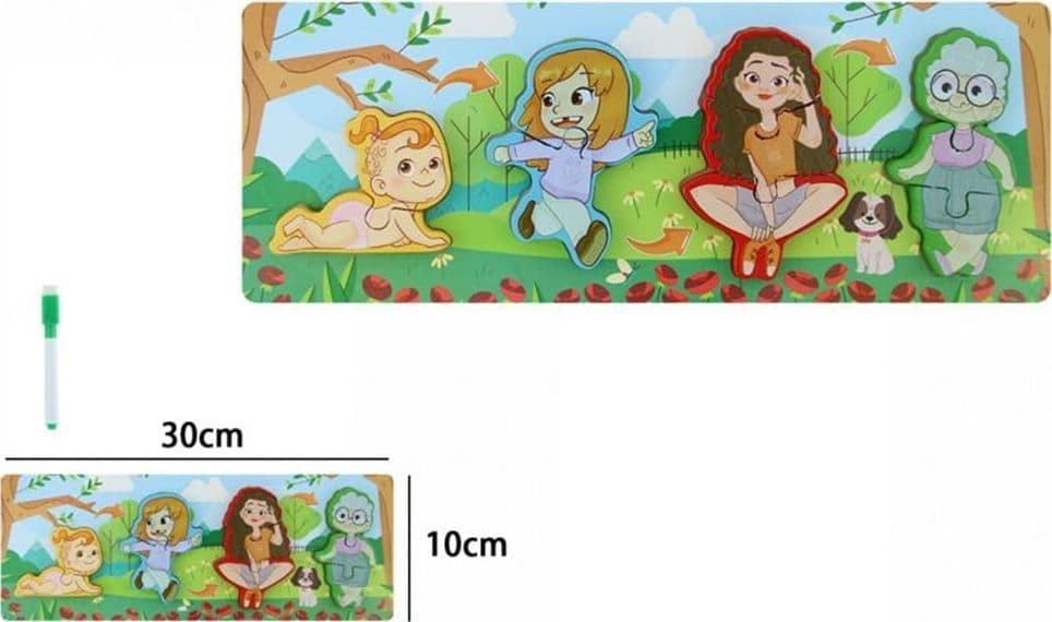 LAVAGNA PUZZLE IN LEGNO A INCASTRO CICLO CRESCITA DONNA GIOCO EDUCATIVO BAMBINI 74997 - 2