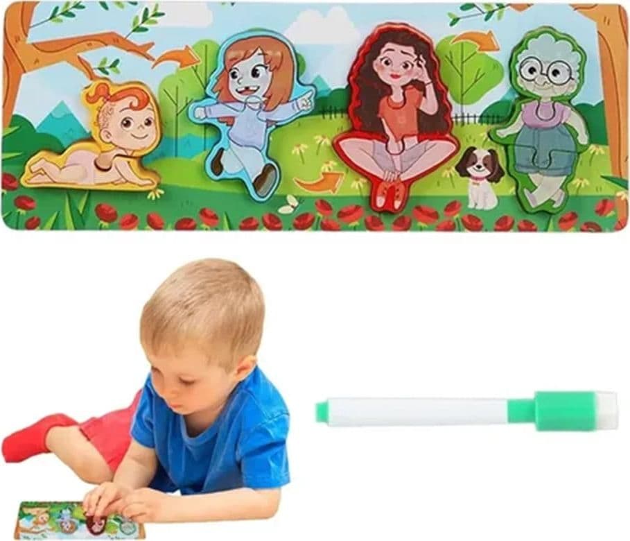 LAVAGNA PUZZLE IN LEGNO A INCASTRO CICLO CRESCITA DONNA GIOCO EDUCATIVO BAMBINI 74997 - 5