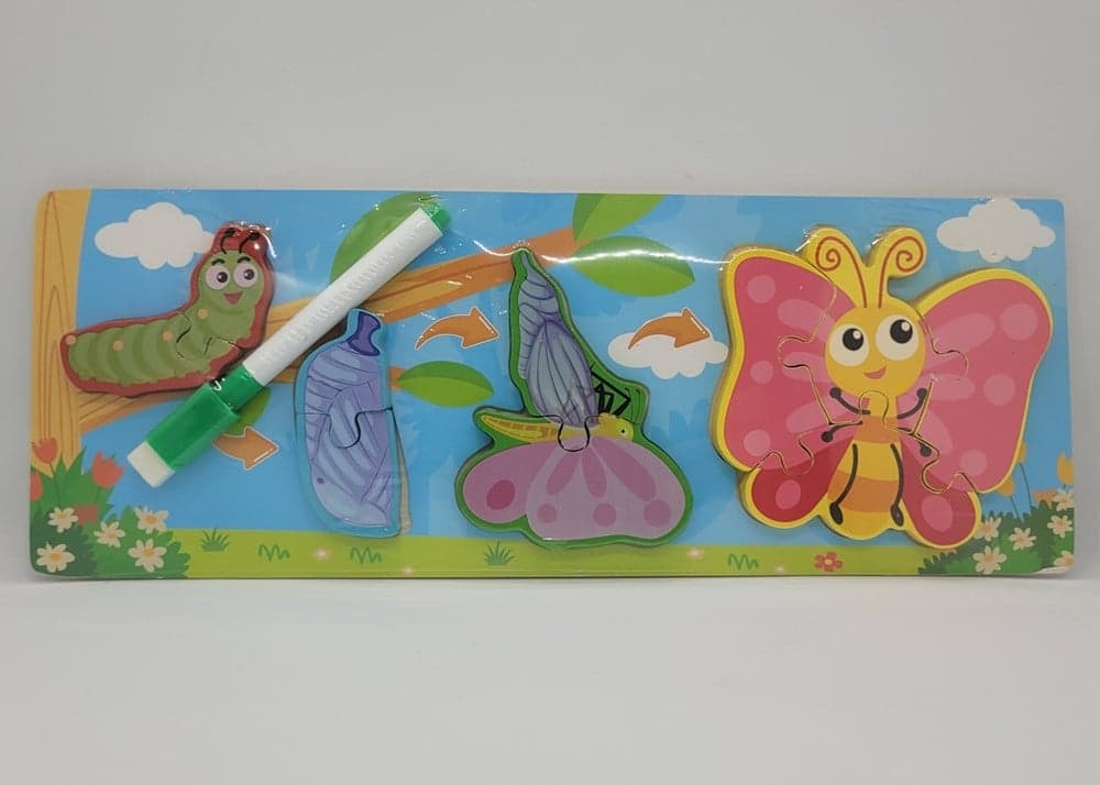 LAVAGNA PUZZLE IN LEGNO A INCASTRO CICLO CRESCITA FARFALLA GIOCO EDUCATIVO BAMBINI 74995 - 4