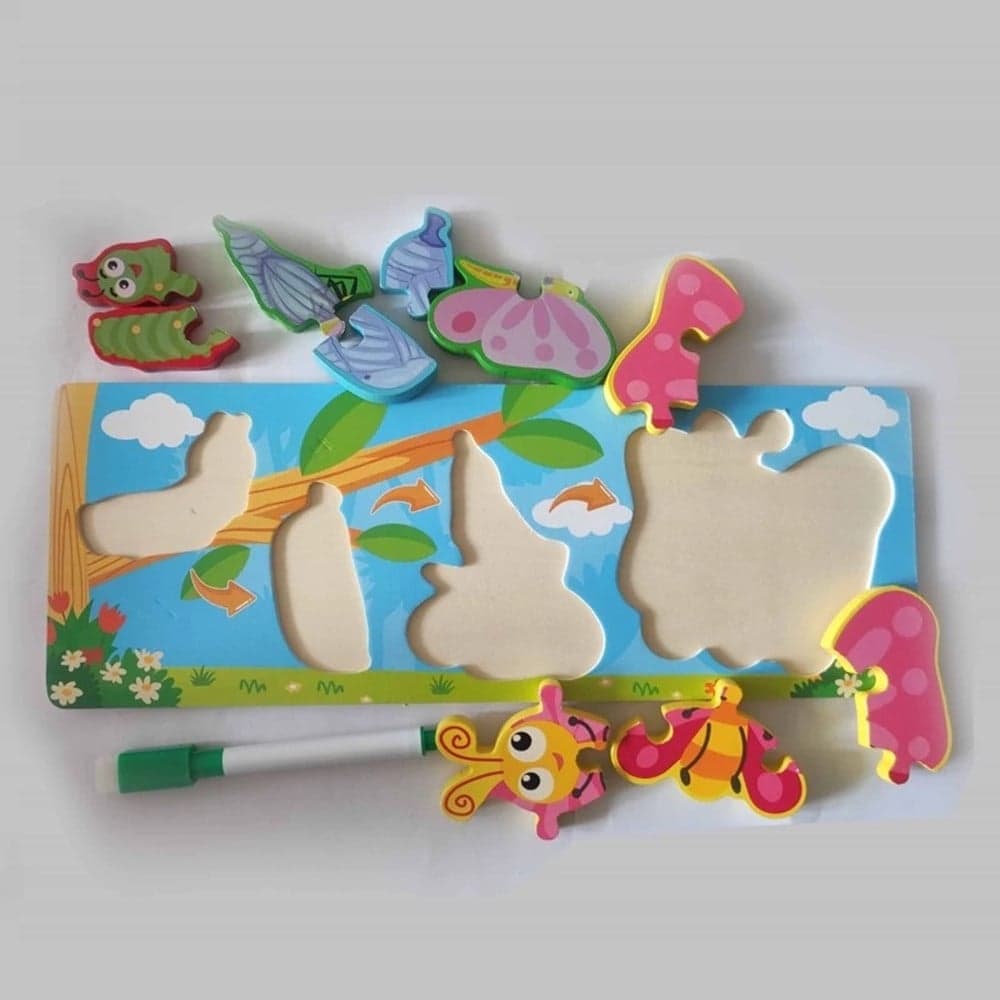 LAVAGNA PUZZLE IN LEGNO A INCASTRO CICLO CRESCITA FARFALLA GIOCO EDUCATIVO BAMBINI 74995 - 5