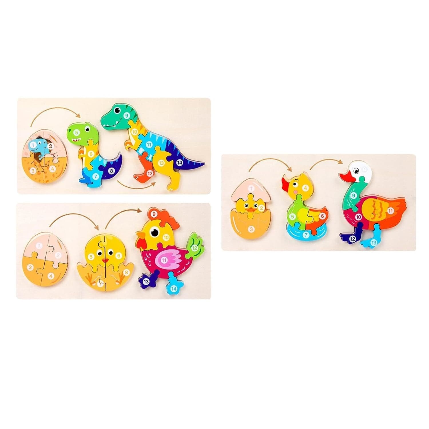 PUZZLE IN LEGNO DA INCASTRO TEMA CICLO CRESCITA ANIMALI GIOCO EDUCATIVO PER BAMBINI 74463 - 4