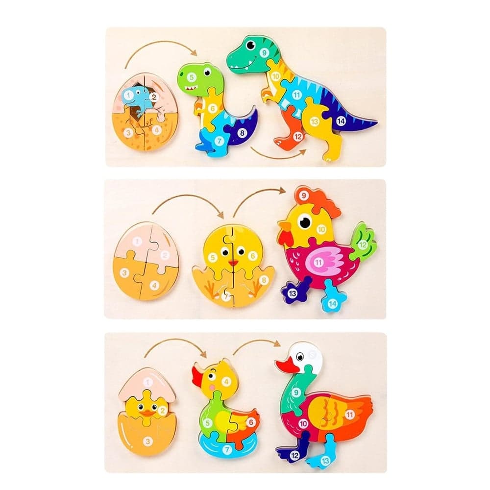 PUZZLE IN LEGNO DA INCASTRO TEMA CICLO CRESCITA ANIMALI GIOCO EDUCATIVO PER BAMBINI 74463 - 6