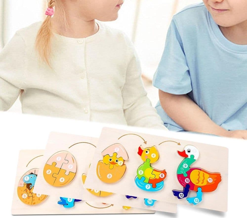 PUZZLE IN LEGNO DA INCASTRO TEMA CICLO CRESCITA ANIMALI GIOCO EDUCATIVO PER BAMBINI 74463 - 7
