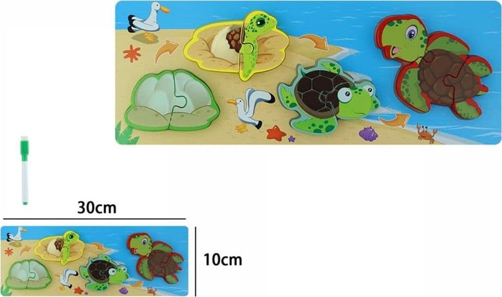 LAVAGNA PUZZLE IN LEGNO A INCASTRO CICLO CRESCITA TARTARUGA GIOCO EDUCATIVO BAMBINI 74993 - 2