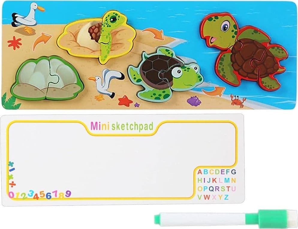 LAVAGNA PUZZLE IN LEGNO A INCASTRO CICLO CRESCITA TARTARUGA GIOCO EDUCATIVO BAMBINI 74993 - 3