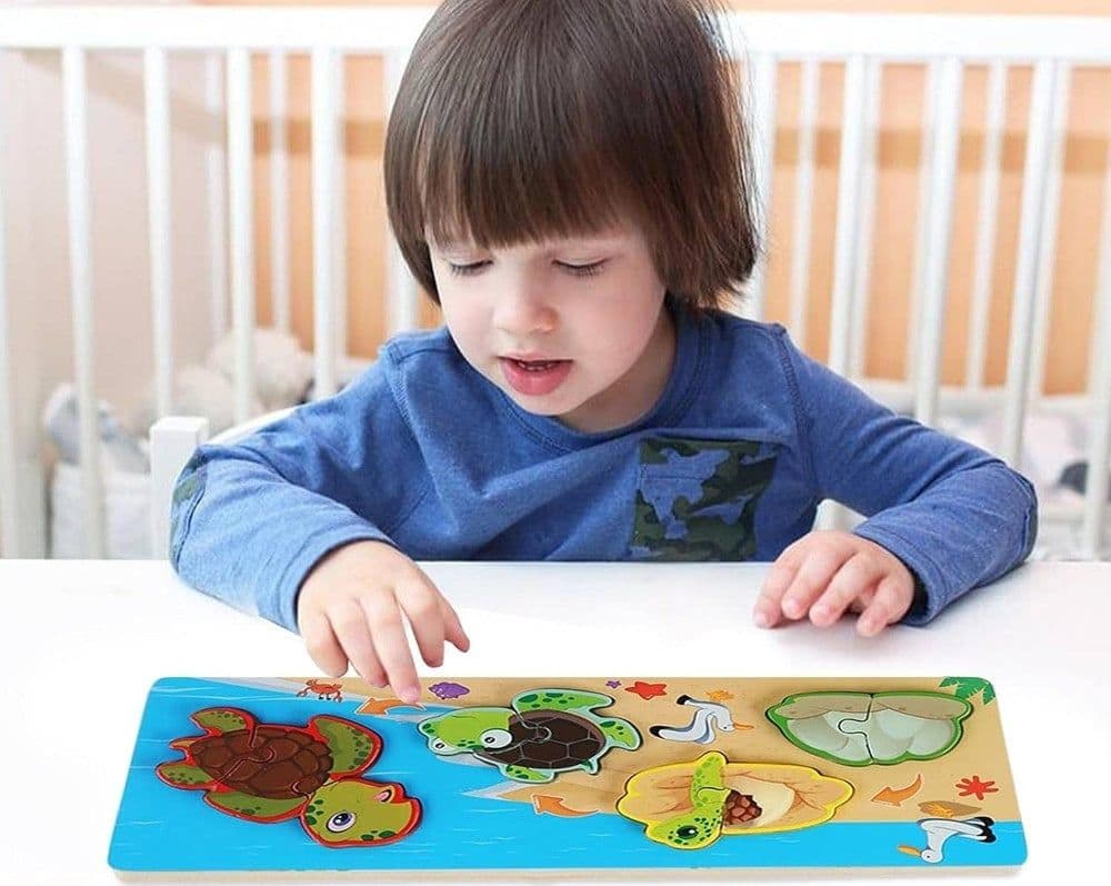 LAVAGNA PUZZLE IN LEGNO A INCASTRO CICLO CRESCITA TARTARUGA GIOCO EDUCATIVO BAMBINI 74993 - 5