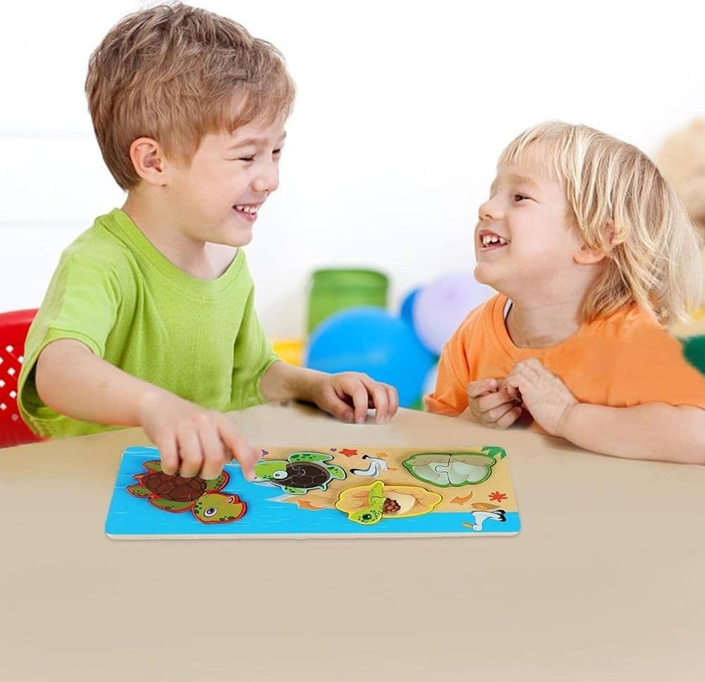 LAVAGNA PUZZLE IN LEGNO A INCASTRO CICLO CRESCITA TARTARUGA GIOCO EDUCATIVO BAMBINI 74993 - 8