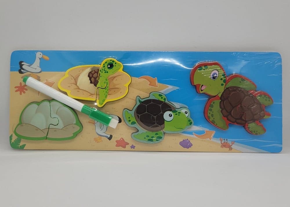 LAVAGNA PUZZLE IN LEGNO A INCASTRO CICLO CRESCITA TARTARUGA GIOCO EDUCATIVO BAMBINI 74993 - 10
