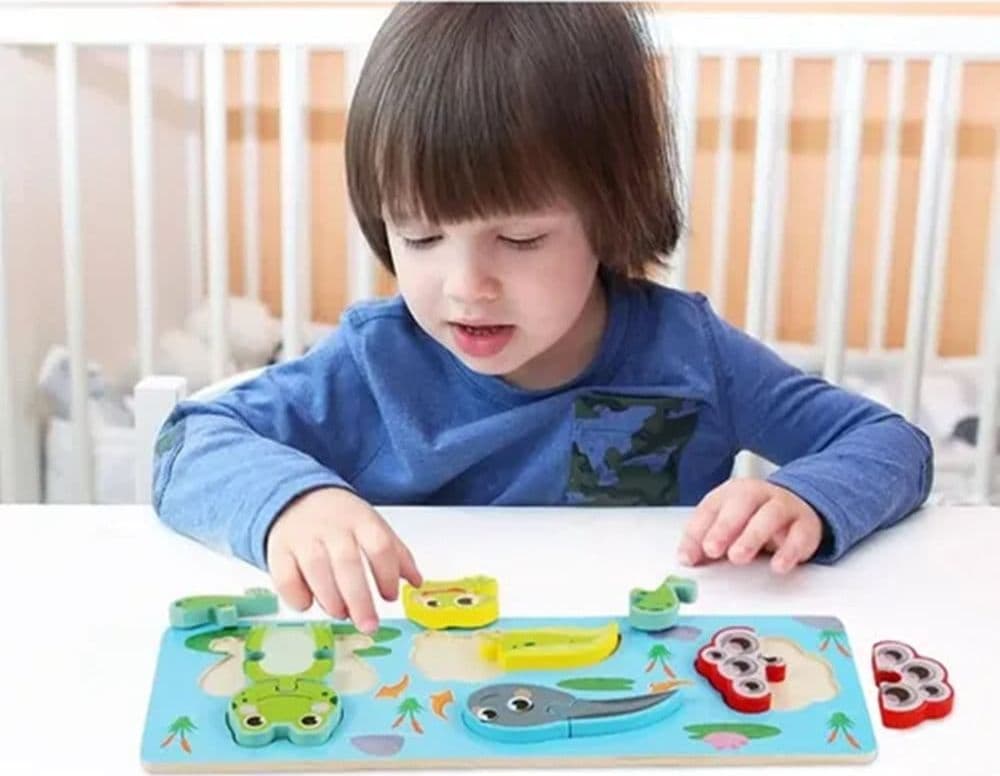 LAVAGNA PUZZLE IN LEGNO A INCASTRO CICLO CRESCITA RANA GIOCO EDUCATIVO BAMBINI 74994 - 3