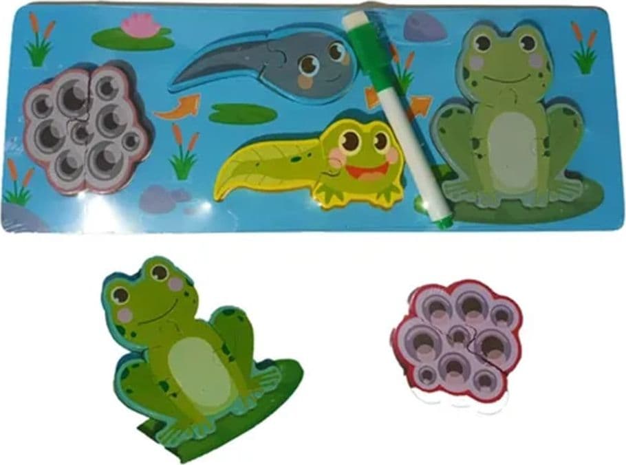 LAVAGNA PUZZLE IN LEGNO A INCASTRO CICLO CRESCITA RANA GIOCO EDUCATIVO BAMBINI 74994 - 5