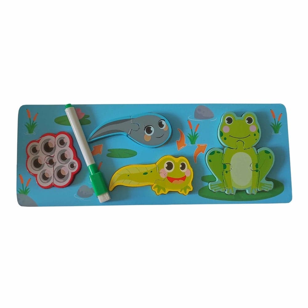 LAVAGNA PUZZLE IN LEGNO A INCASTRO CICLO CRESCITA RANA GIOCO EDUCATIVO BAMBINI 74994 - 6