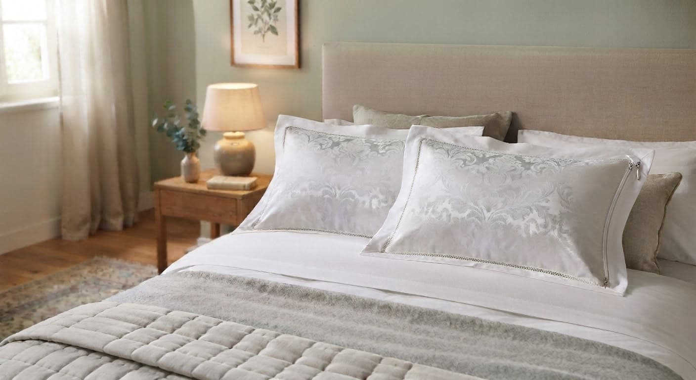 Coppia Copricuscini Federe Linea Marilyn Damasco con Zip 52×82 cm
