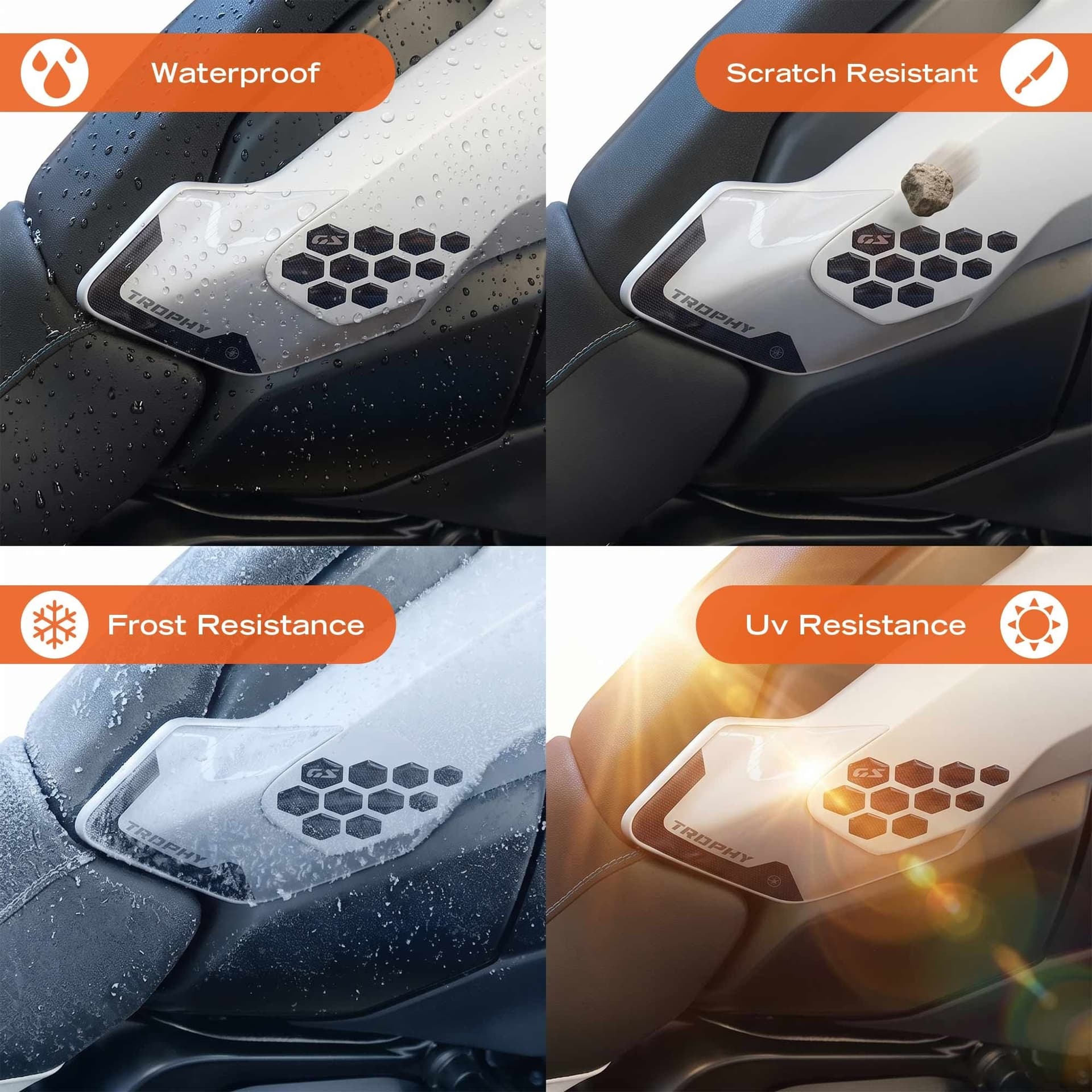 Adesivi 3D Laterali serbatoio moto compatibile con BMW R 1300 GS 2026 - 4