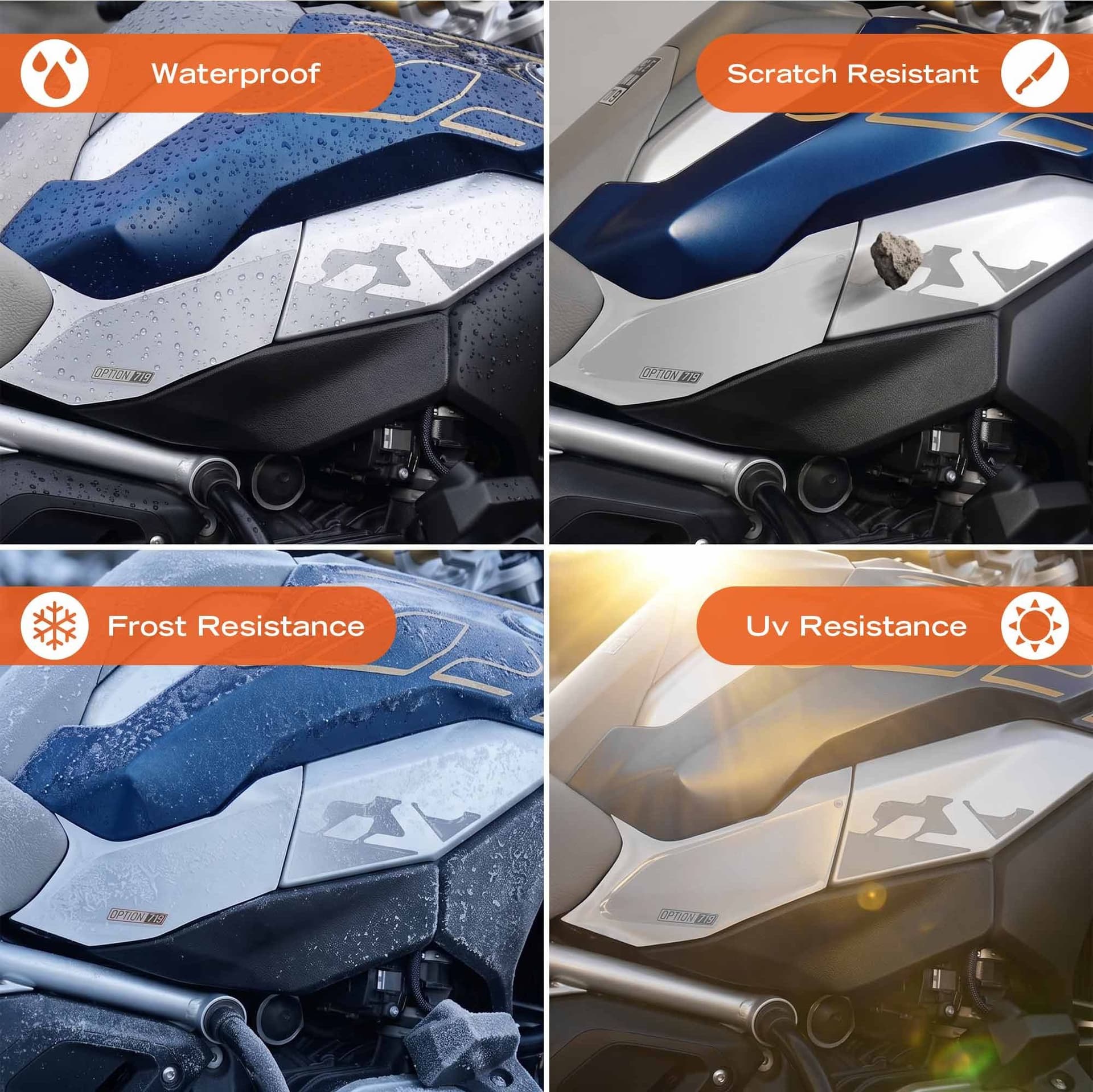 Adesivi 3D laterali Sotto serbatoio moto compatibile con BMW R1300 GS 2026 - 3