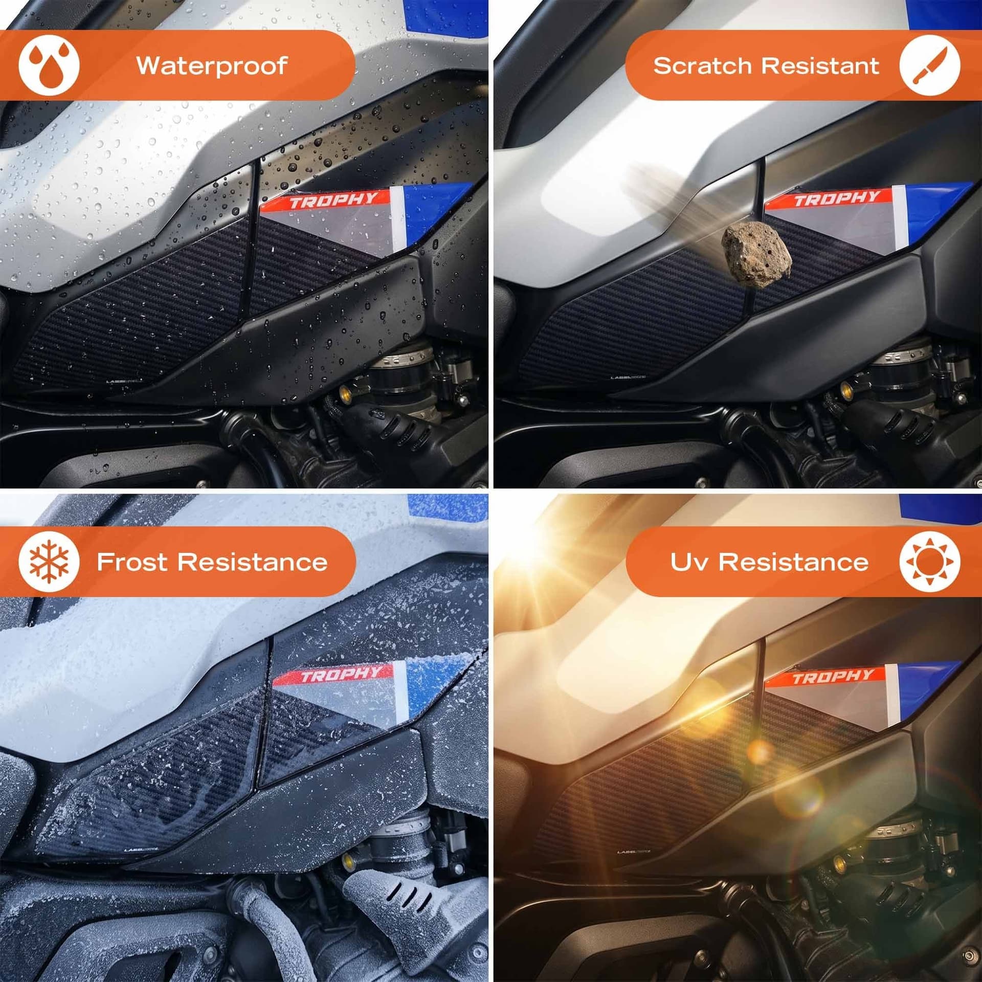 Adesivi 3D laterali Sotto serbatoio moto compatibile con BMW R1300 GS 2026 - 10