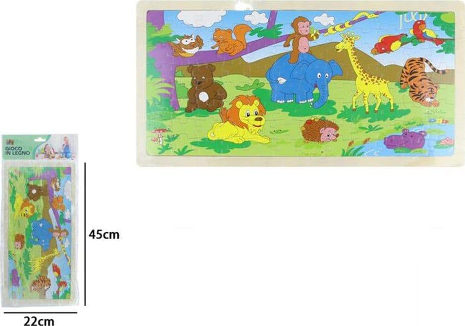 PUZZLE EDUCATIVO LEGNO TEMA ANIMALI DELLA GIUNGLA GIOCO REGALO PER INFANZIA BAMBINI 07313 - 2