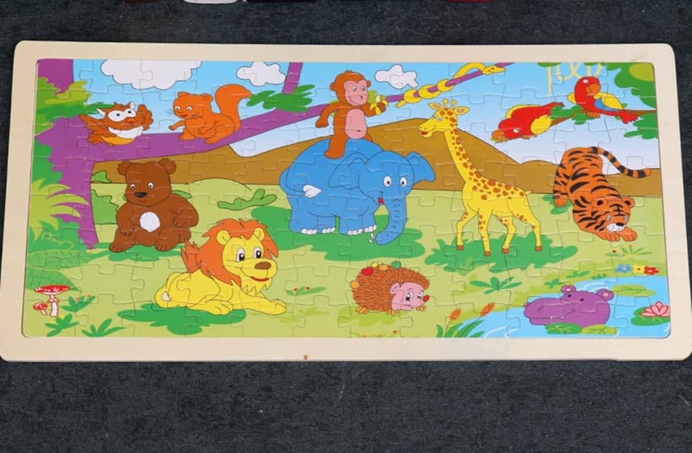 PUZZLE EDUCATIVO LEGNO TEMA ANIMALI DELLA GIUNGLA GIOCO REGALO PER INFANZIA BAMBINI 07313 - 3