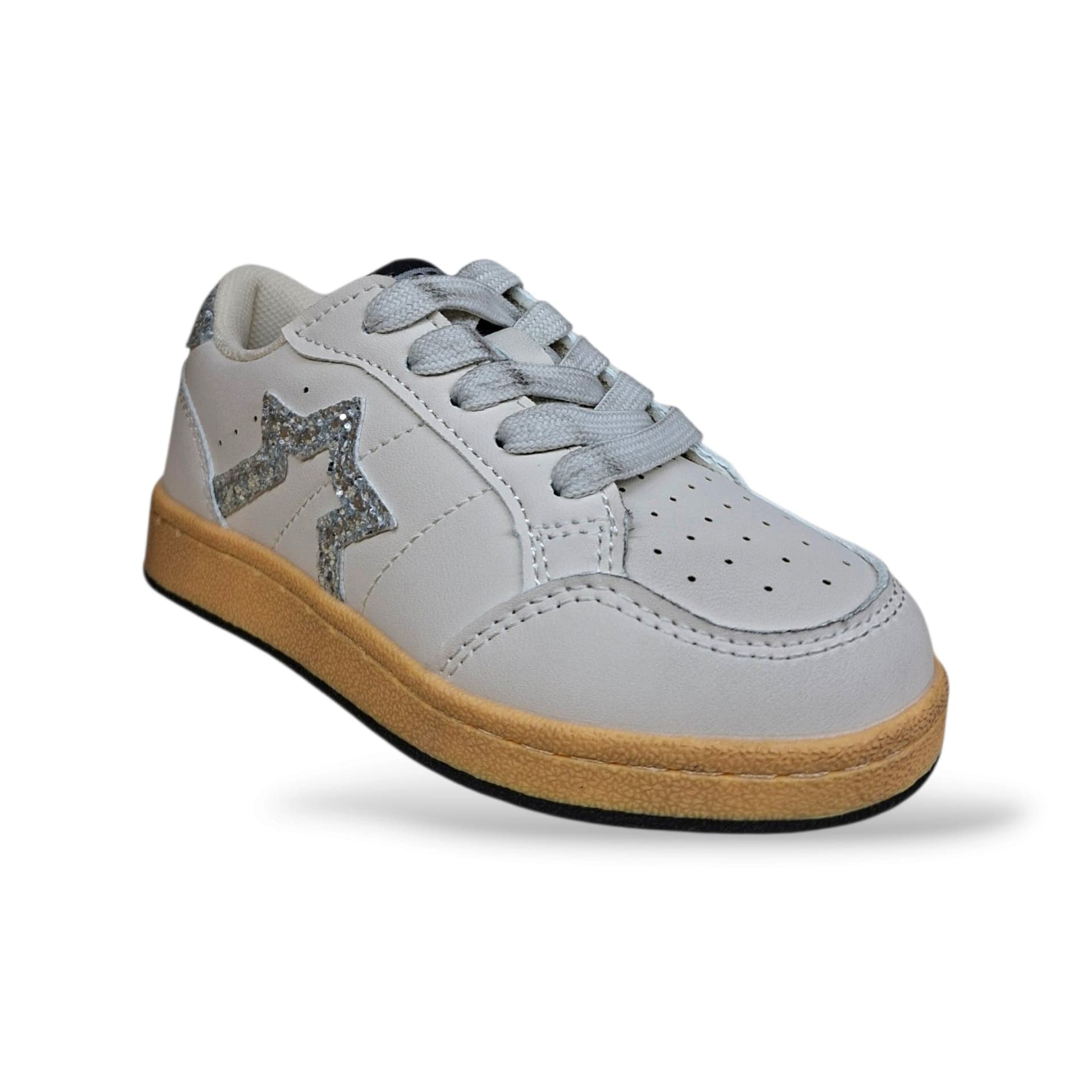 A.S.S.O. Hyper Sneakers Bambine Ragazze Bianco Argento Glitter | Lacci Zip Laterale Stella Glitterata | Taglia 27-37 | Scarpetteria Gica - 2
