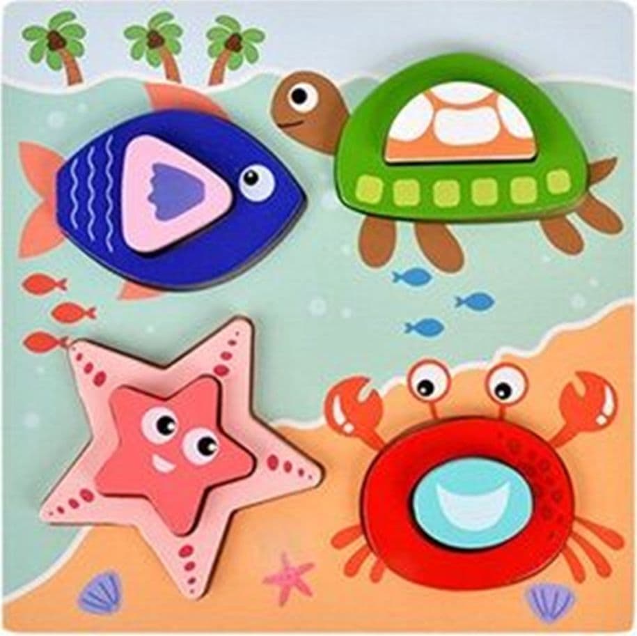 PUZZLE IN LEGNO A INCASTRO GIOCO EDUCATIVO PER BAMBINI INSERTI ASSORTITI 4 MODELLI 66959 - 4